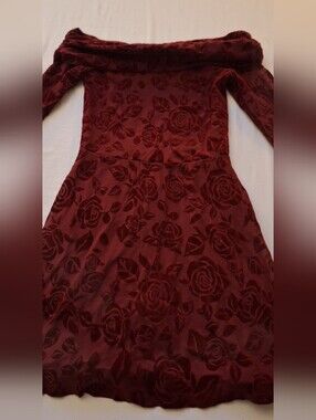 wild fable Off-Shoulder Velvet Dress in Burgundy